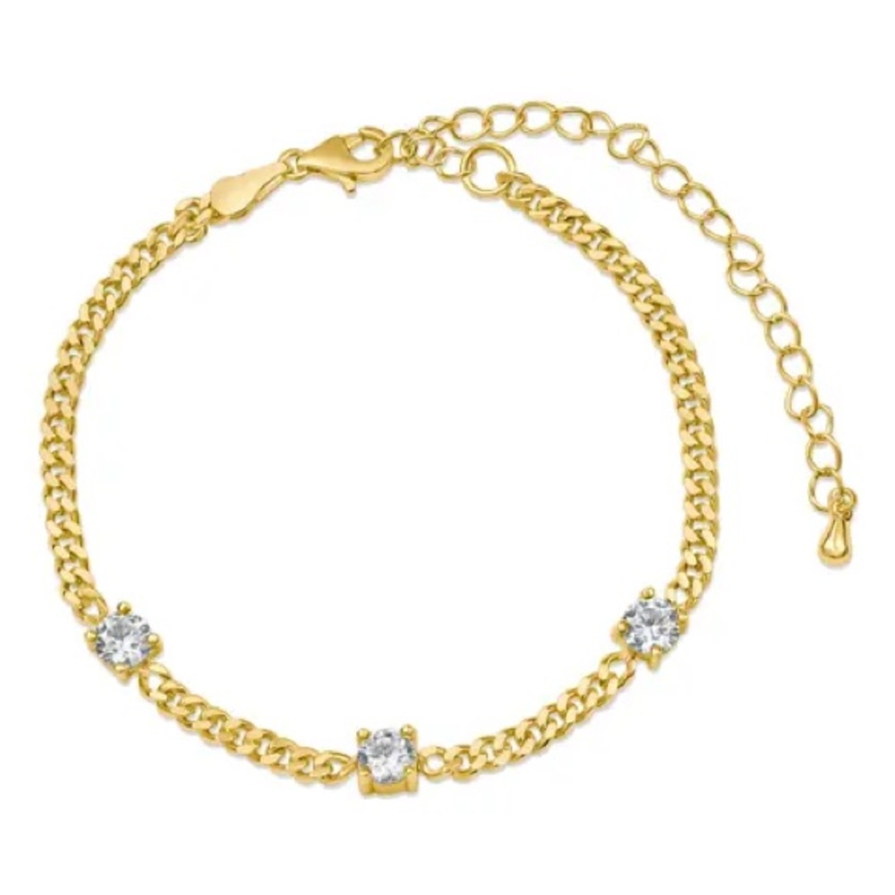 CZ by Kenneth Jay Lane Womens Triple Round Cubic Ziconia Station Bracelet